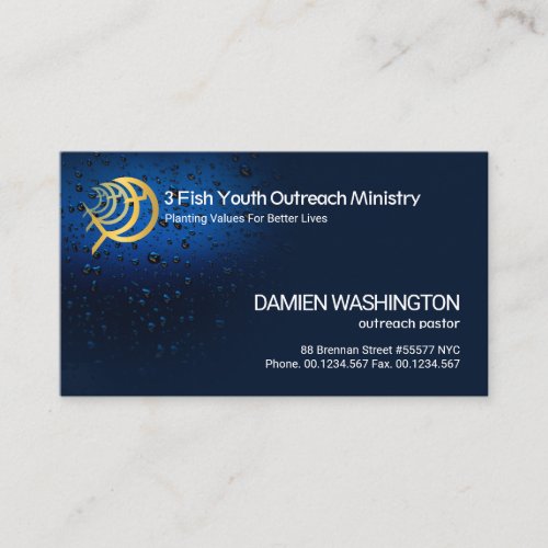 Stylish Simple Luminescent Water Drops Christian Business Card