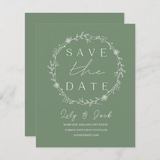 Stylish simple minimal Elegant modern sage green (Front/Back)