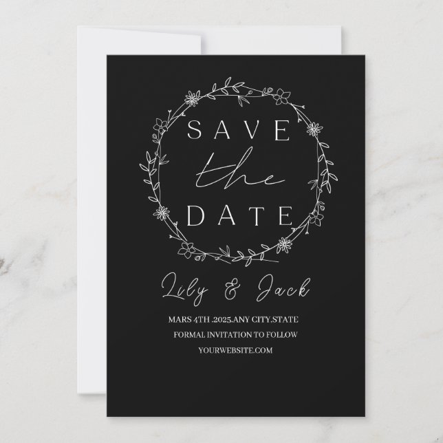 Stylish simple minimal Elegant modern  Save The Date (Front)