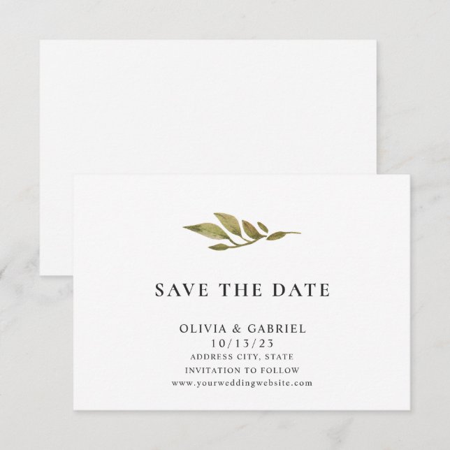 Stylish simple Minimalist Elegant Typography Save  The Date (Front/Back)