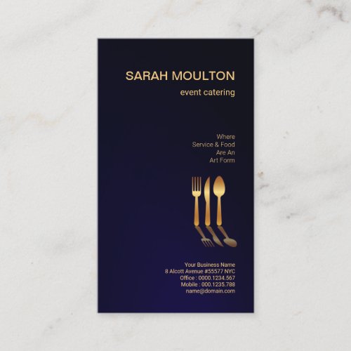 Stylish Simple Minimalist Gold Culinary Set Business Card