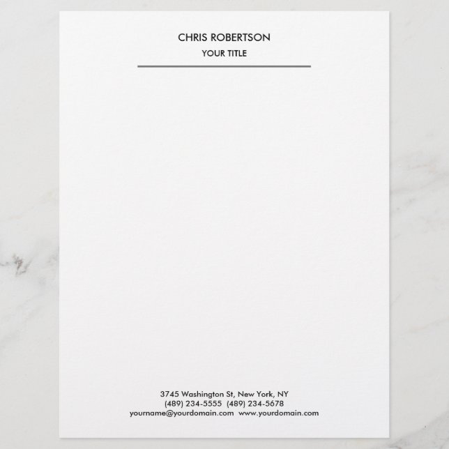 Stylish Simple Minimalist Modern Letterhead (Front)