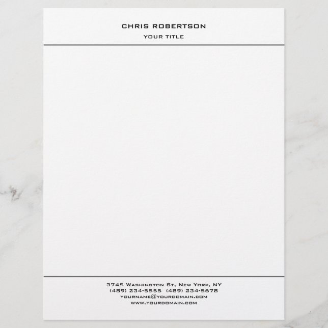 Stylish Simple Minimalist Modern Professional Letterhead (Front)