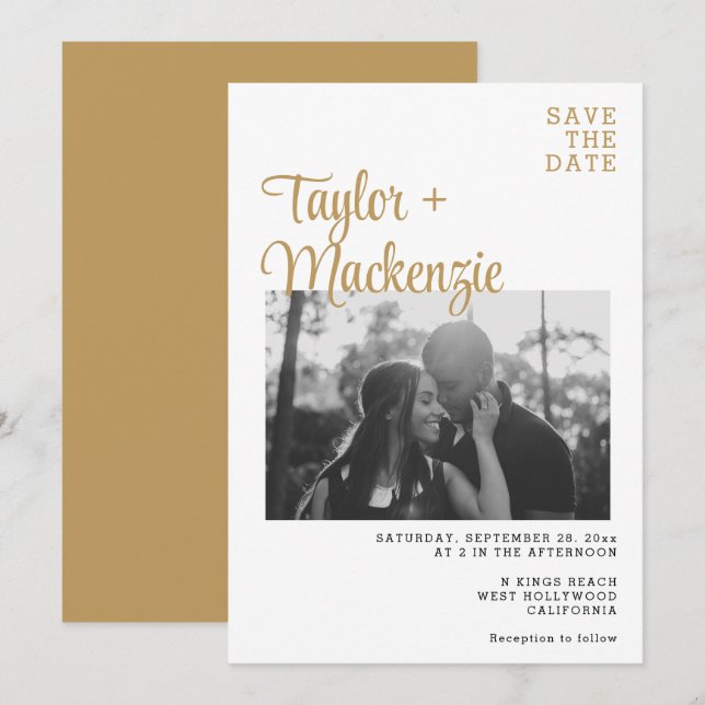Stylish Simple Minimalist Personalized Wedding Save The Date (Front/Back)