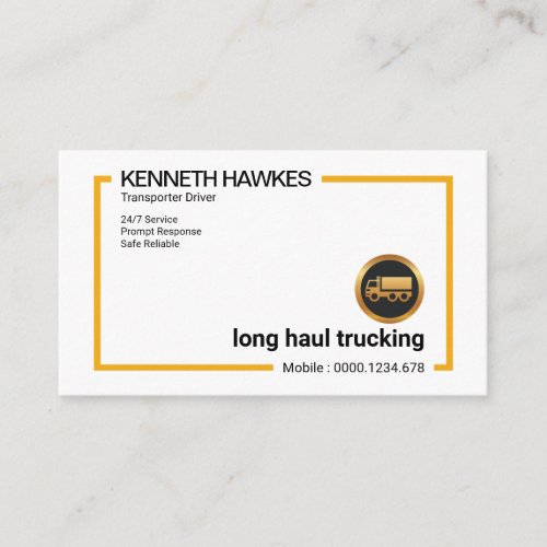 Stylish Simple Minimalist Yellow Rectangle Trucker Business Card