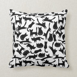 Stylish Simple Modern Cool Black Cats on White Throw Pillow
