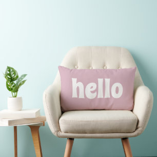 STYLISH SIMPLE MODERN CUSTOM HELLO PALE WINE LUMBAR PILLOW