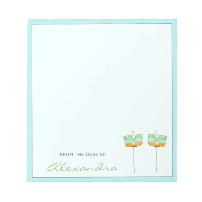 Stylish Simple Modern Flowers Personalized Notepad (Front)