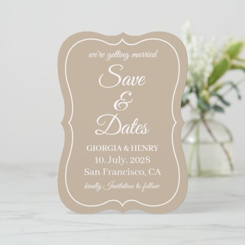 STYLISH SIMPLE MODERN MINIMLIST BEIGE WEDDING SAVE THE DATE
