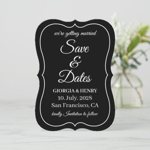 STYLISH SIMPLE MODERN MINIMLIST BLACK WEDDING SAVE THE DATE