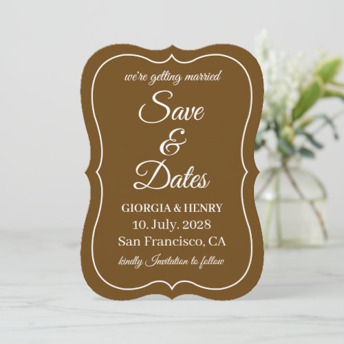 STYLISH SIMPLE MODERN MINIMLIST BROWN WEDDING SAVE THE DATE