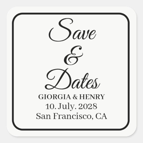 STYLISH SIMPLE MODERN MINIMLIST WHITE & BLACK SQUARE STICKER