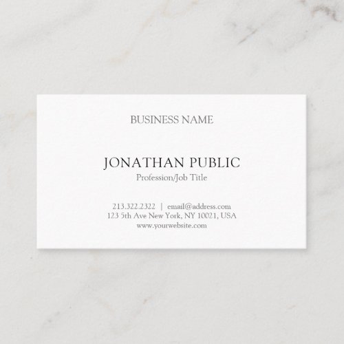 Stylish Simple Modern Professional Elegant White Business Card