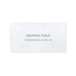 Stylish Simple Modern White Marble Plain Address Label