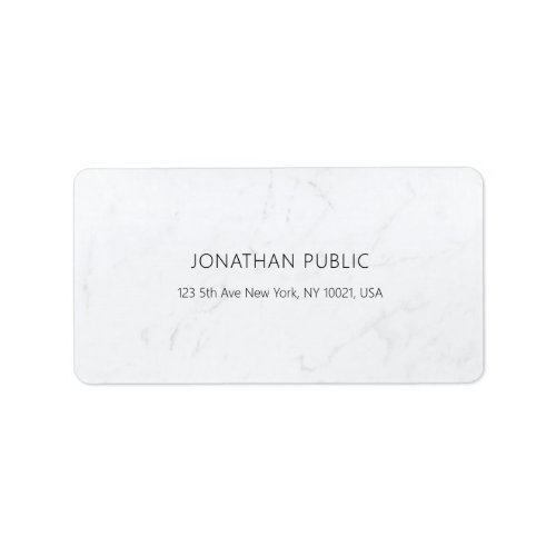 Stylish Simple Modern White Marble Plain Address Label