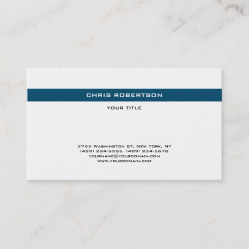 Stylish Simple Ocean Blue White Minimalist Business Card