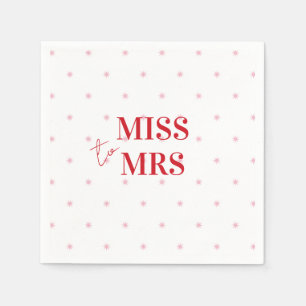 Stylish Simple Pink Red Stars Bridal Miss to Mrs Napkins
