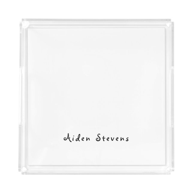 Stylish Simple Plain Black & White Minimalist Acrylic Tray (Front)