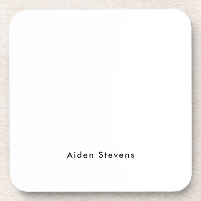 Stylish Simple Plain Black & White Minimalist Beverage Coaster (Front)