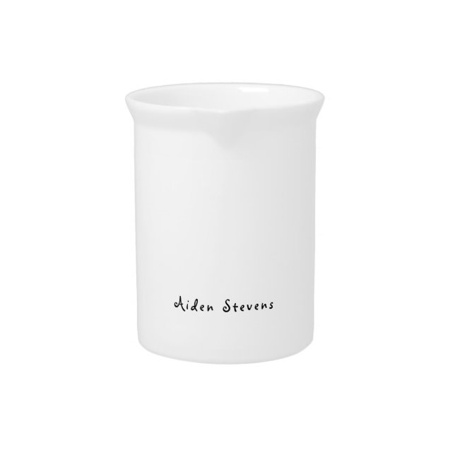 Stylish Simple Plain Black & White Minimalist Beverage Pitcher (Front)