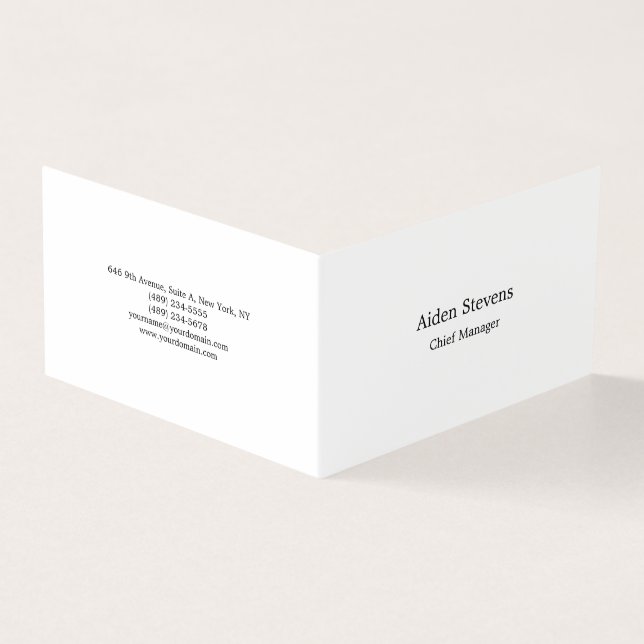 Stylish Simple Plain Black & White Minimalist Business Card (Outside)