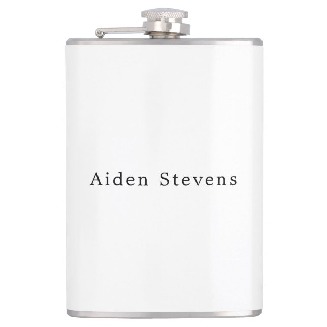 Stylish Simple Plain Black & White Minimalist Flask (Front)