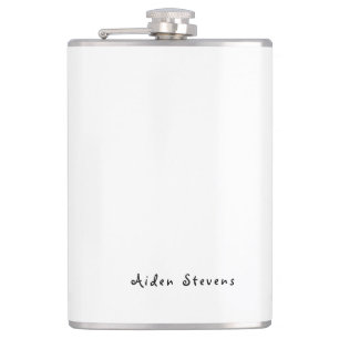Stylish Simple Plain Black & White Minimalist Flask
