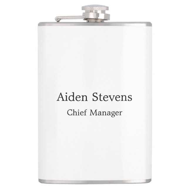 Stylish Simple Plain Black & White Minimalist Flask (Front)