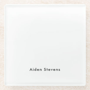 Stylish Simple Plain Black & White Minimalist Glass Coaster