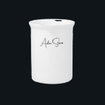 Stylish Simple Plain Black & White Minimalist Name Beverage Pitcher<br><div class="desc">This simple,  minimalist and plain design is for you. Why use an ordinary one? How about this design that will draw attention to you?</div>