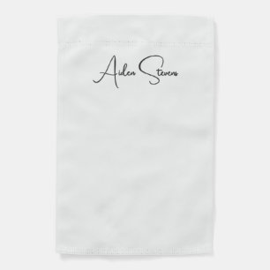 Stylish Simple Plain Black & White Minimalist Name Garden Flag