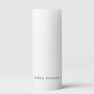 Stylish Simple Plain Black & White Minimalist Name Pillar Candle