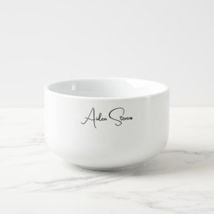 Stylish Simple Plain Black & White Minimalist Name Soup Mug