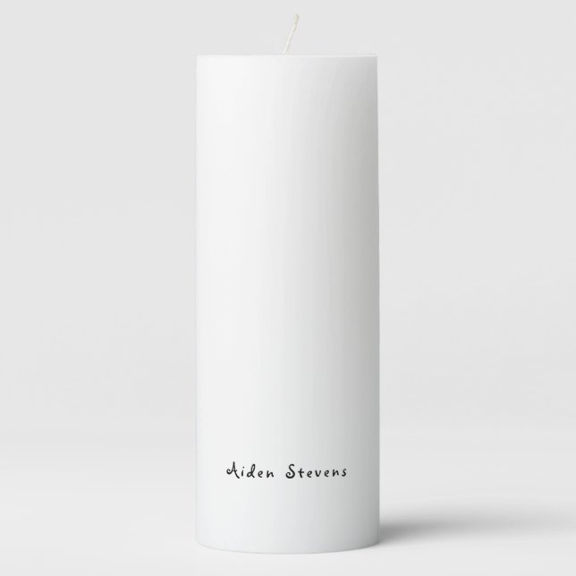 Stylish Simple Plain Black & White Minimalist Pillar Candle (Front)