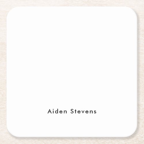 Stylish Simple Plain Black  White Minimalist Square Paper Coaster