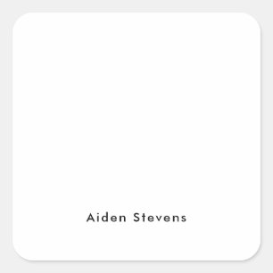 Stylish Simple Plain Black & White Minimalist Square Sticker