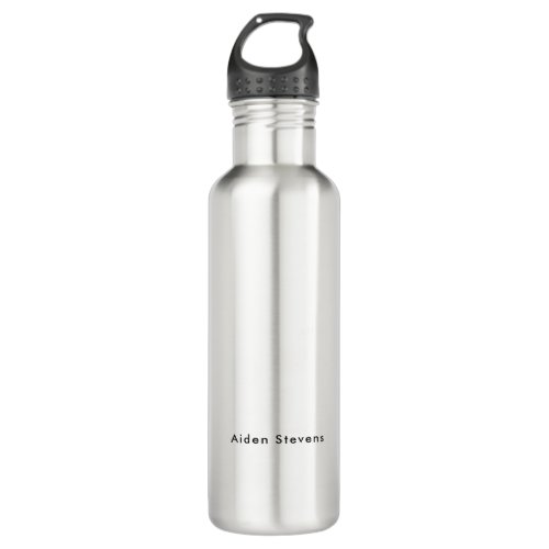 Stylish Simple Plain Black  White Minimalist Stainless Steel Water Bottle