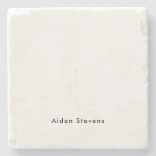 Stylish Simple Plain Black & White Minimalist Stone Coaster