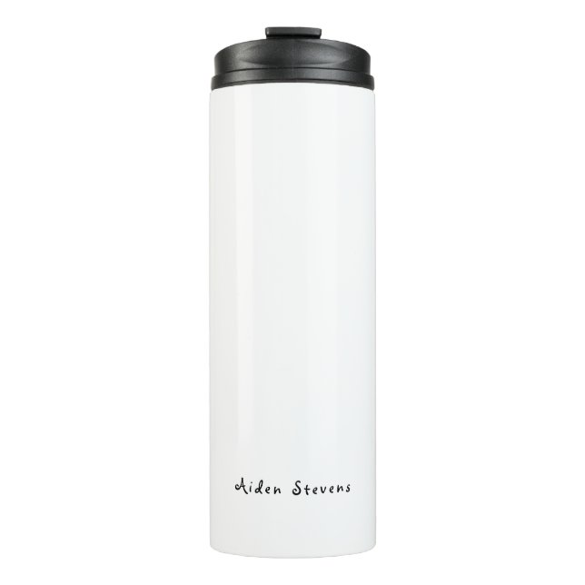 Stylish Simple Plain Black & White Minimalist Thermal Tumbler (Front)