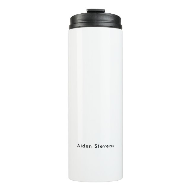 Stylish Simple Plain Black & White Minimalist Thermal Tumbler (Front)