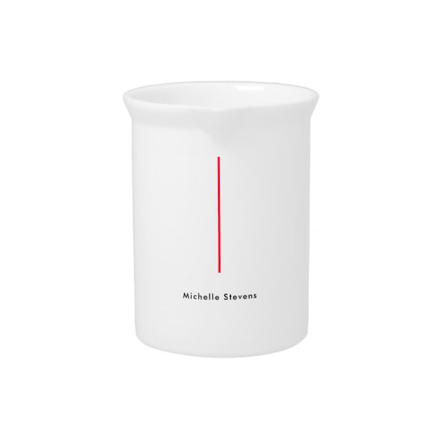 Stylish Simple Plain Black & White Red Minimalist Beverage Pitcher (Front)