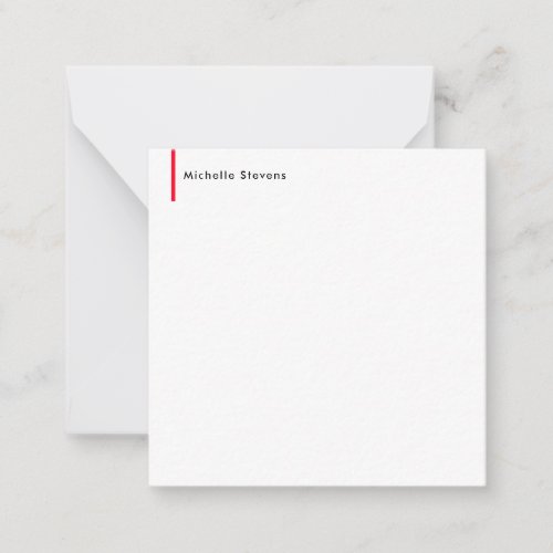 Stylish Simple Plain Black  White Red Minimalist Note Card