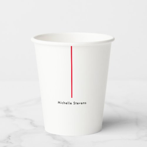 Stylish Simple Plain Black  White Red Minimalist Paper Cups