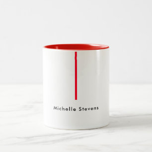Stylish Simple Plain Black & White Red Minimalist Two-Tone Coffee Mug
