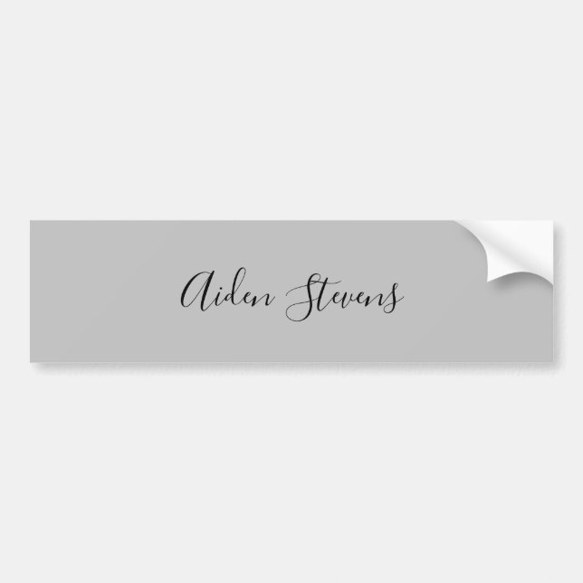 Stylish Simple Plain Grey Minimalist Calligraphy Bumper Sticker (Front)
