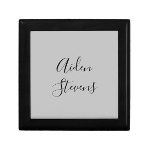 Stylish Simple Plain Grey Minimalist Calligraphy Gift Box