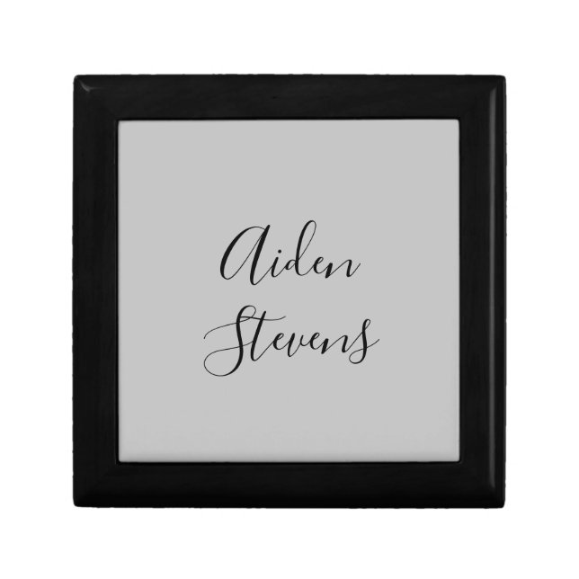 Stylish Simple Plain Grey Minimalist Calligraphy Gift Box (Front)