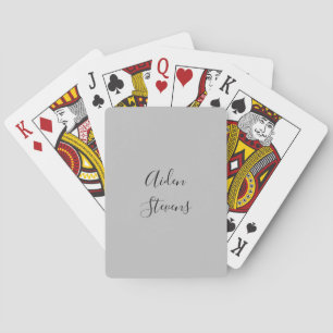 Stylish Simple Plain Grey Minimalist Calligraphy Poker Cards