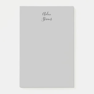 Stylish Simple Plain Grey Minimalist Calligraphy Post-it Notes