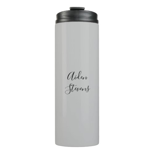 Stylish Simple Plain Grey Minimalist Calligraphy Thermal Tumbler